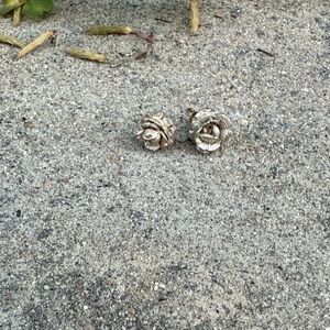 Vintage Silver Vermeil Rose Stud Earrings